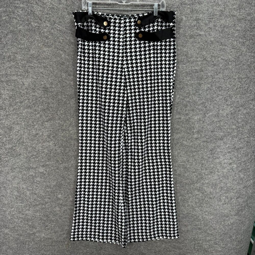 Chaolilai Dress Pants Women XL Black Geometric High Rise Flat Front Pull On